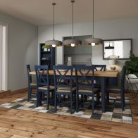 See more information about the Westbridge Light Oak & Blue Extending 1.6 To 2M Dining Table